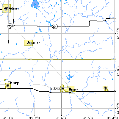 Zip code 54498 close-up map