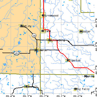 Zip code 54499 close-up map