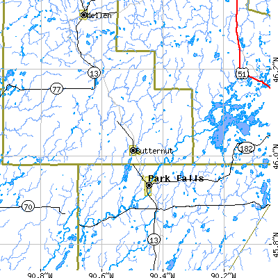 Zip code 54514 close-up map