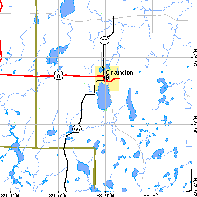 Zip code 54520 close-up map