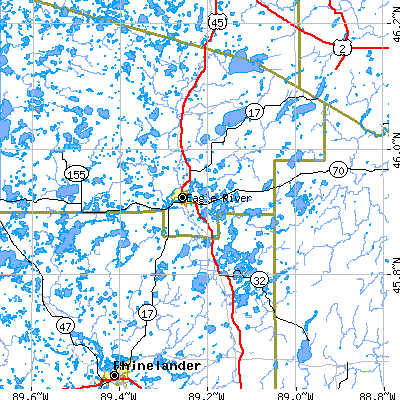 Zip code 54521 close-up map