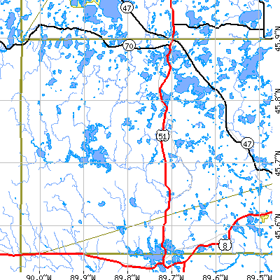 Zip code 54531 close-up map