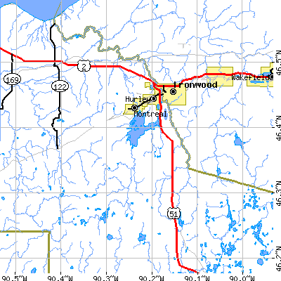 Zip code 54534 close-up map