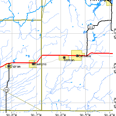 Zip code 54537 close-up map