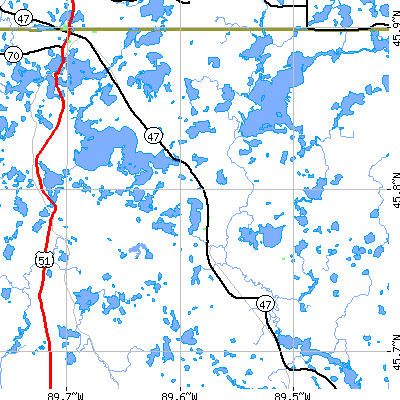 Zip code 54539 close-up map