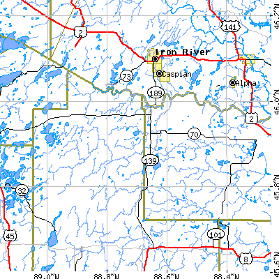 Zip code 54542 close-up map