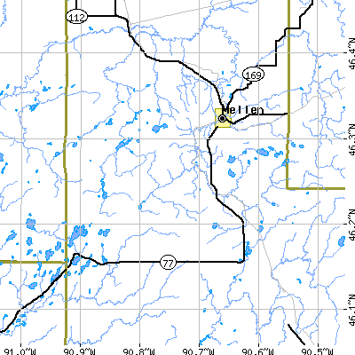 Zip code 54546 close-up map