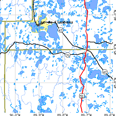 Zip code 54548 close-up map