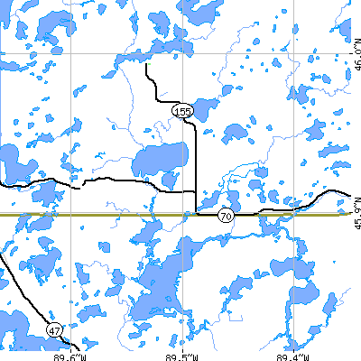 Zip code 54558 close-up map