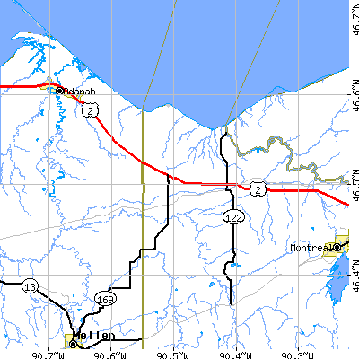Zip code 54559 close-up map
