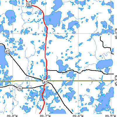 Zip code 54568 close-up map