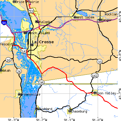 Zip code 54601 close-up map