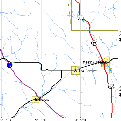 Zip code 54611 close-up map