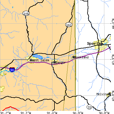 Zip code 54614 close-up map