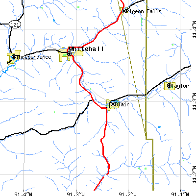 Zip code 54616 close-up map