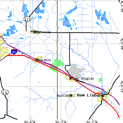 Zip code 54618 close-up map