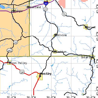 Zip code 54619 close-up map