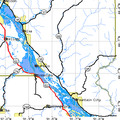Zip code 54622 close-up map