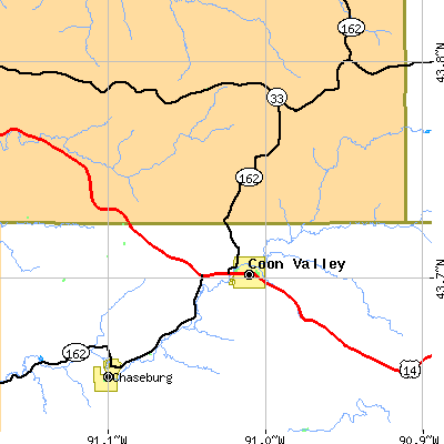 Zip code 54623 close-up map