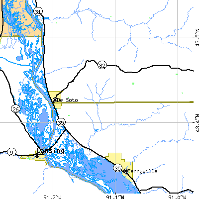 Zip code 54624 close-up map