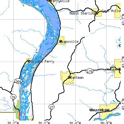 Zip code 54626 close-up map