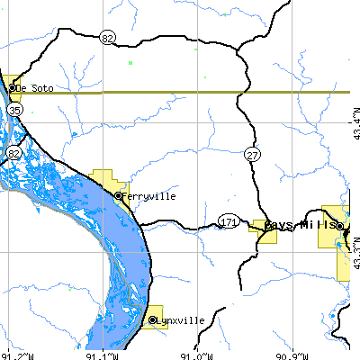 Zip code 54628 close-up map