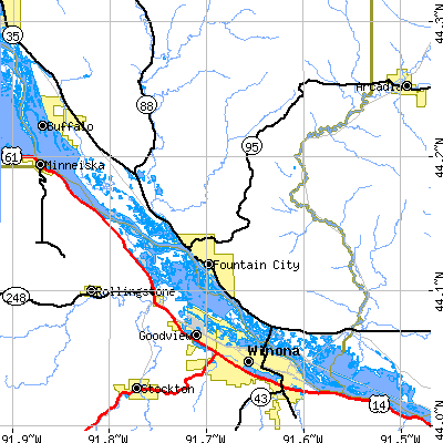 Zip code 54629 close-up map