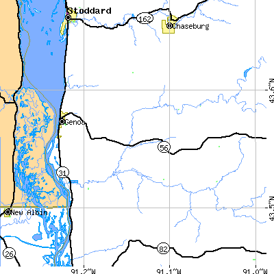Zip code 54632 close-up map