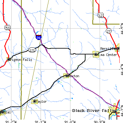 Zip code 54635 close-up map