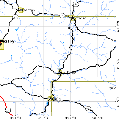 Zip code 54639 close-up map