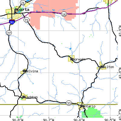 Zip code 54648 close-up map