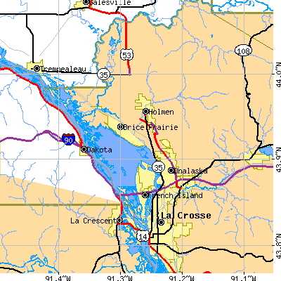 Zip code 54650 close-up map