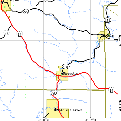 Zip code 54652 close-up map