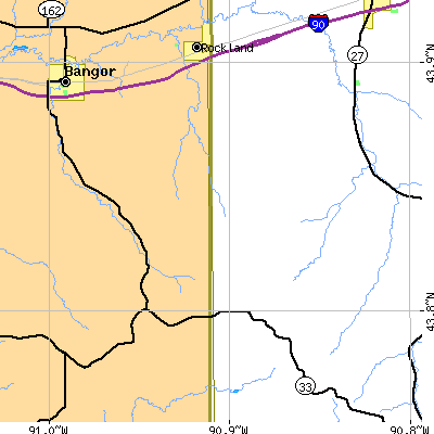 Zip code 54653 close-up map