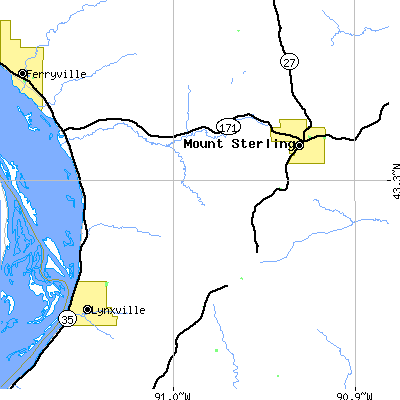 Zip code 54654 close-up map