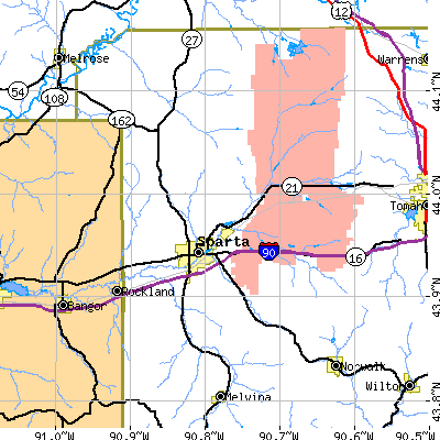 Zip code 54656 close-up map