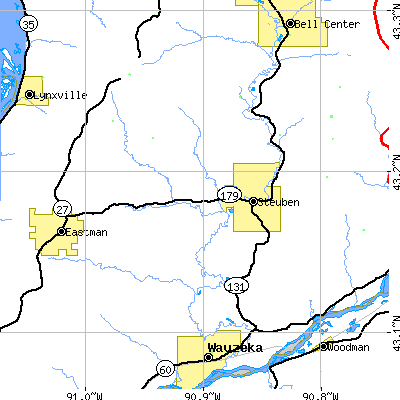 Zip code 54657 close-up map
