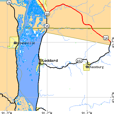 Zip code 54658 close-up map