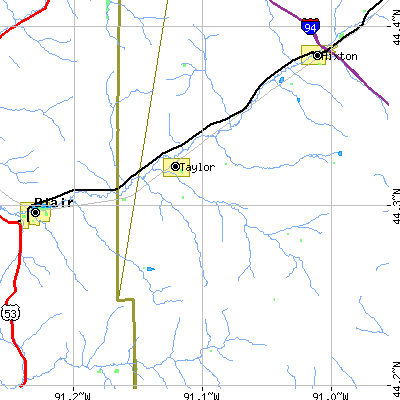 Zip code 54659 close-up map
