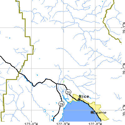 Zip code 95485 close-up map