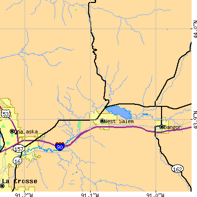 Zip code 54669 close-up map