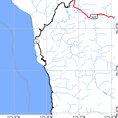 Zip code 95488 close-up map