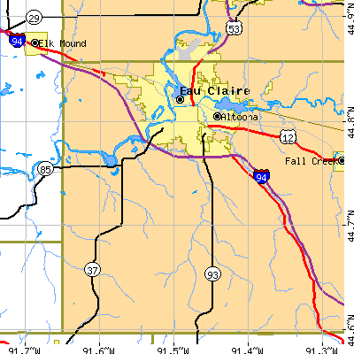 Zip code 54701 close-up map
