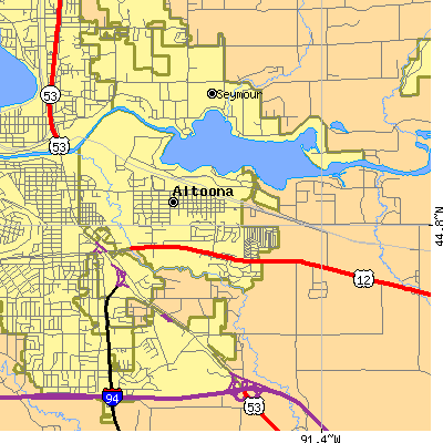 Zip code 54720 close-up map