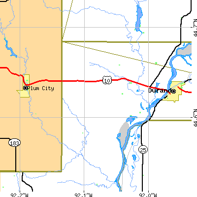 Zip code 54721 close-up map
