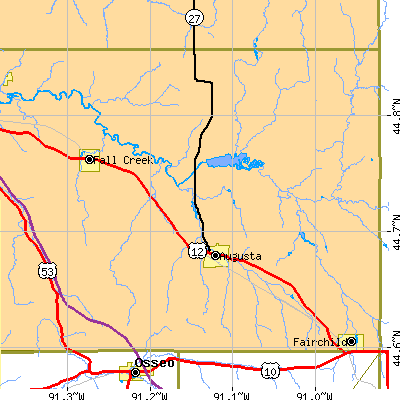Zip code 54722 close-up map