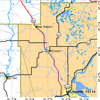 Zip code 54724 close-up map