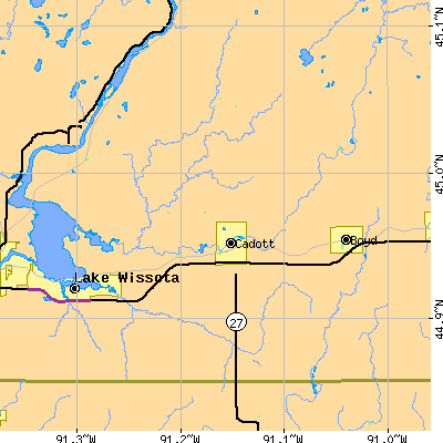 Zip code 54727 close-up map