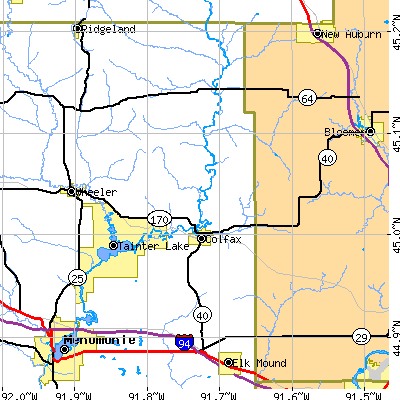 Zip code 54730 close-up map