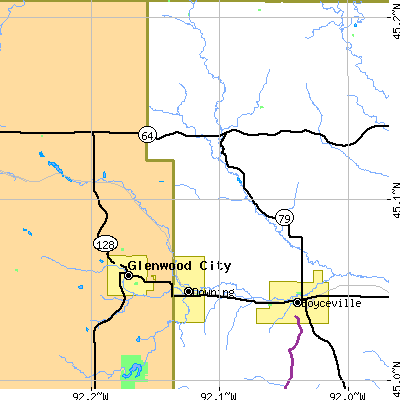 Zip code 54734 close-up map